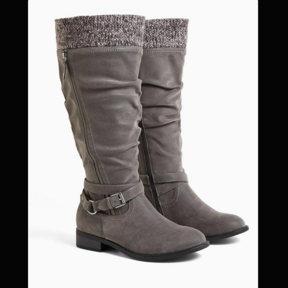 Torrid 8.5 Grey Oiled Sweater Boots